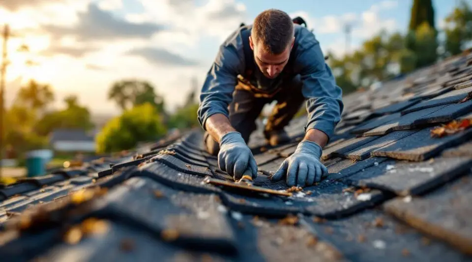 A professional roofing team installs architectural asphalt shingles on a multi-unit commercial complex in Buena Park.